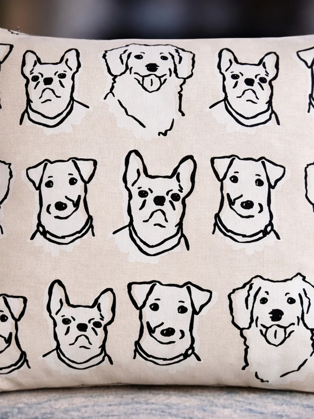 Dog Print Throw Pillow Black & White Modern Pet Lover‎ Decor Accent